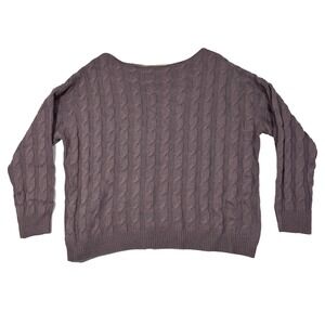 Main Strip Sweater Purple Cable Knit Oversized Boho Boat Neck Pullover L/XL
